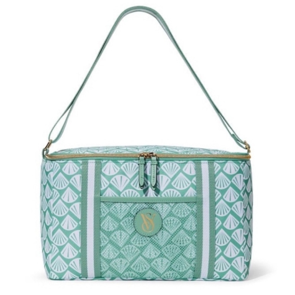 Victoria's Secret Seashell Print Ssummer Beach Cooler Tote mesh pocket NWT